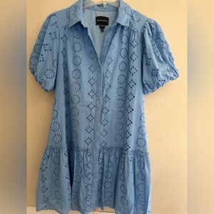 Donna Morgan Light Blue Eyelet Dress